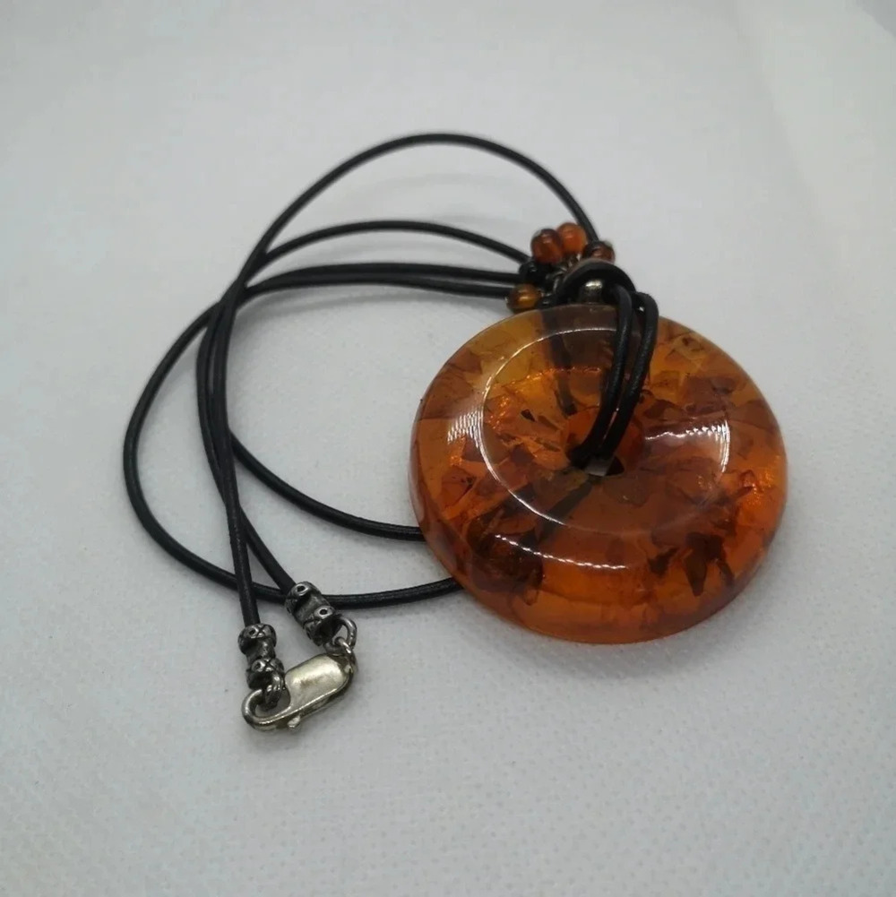 Leather &  sterling necklace